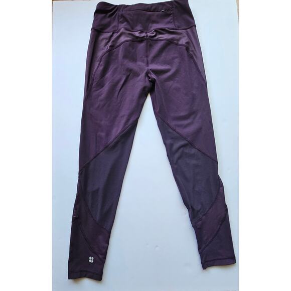 SWEATY BETTY The Power 7/8 Leggings plum purple mesh zip pocket Sz XS - Picture 10 of 10